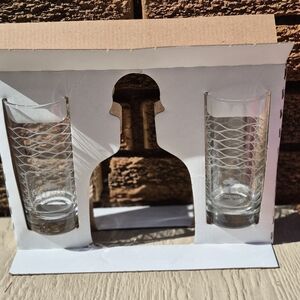 Tequila Patron Branded Highball Beehive Etched Drinking Glasses Barware NEW